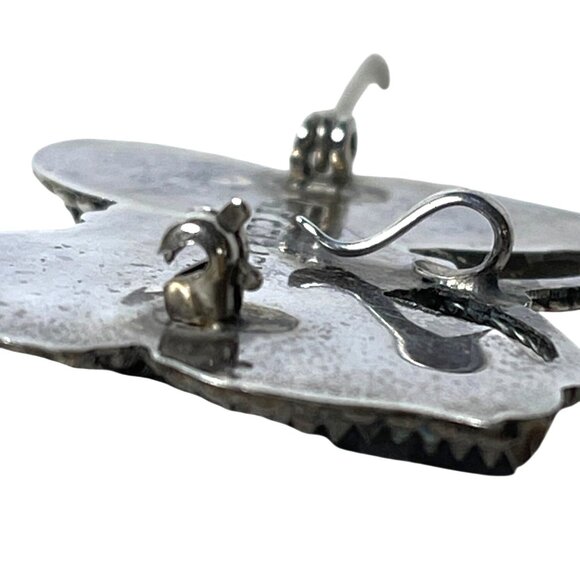 Zuni Native American Inlay Gemstones Butterfly Pin Brooch Pendant Signed Silver - Picture 8 of 13